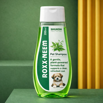 ROXX-NEEM Pet Shampoo – Neem-Powered Herbal Cleanser for Dogs & Cats (200 ml) | Gentle Skin & Coat Care | Shukon Healthcare
