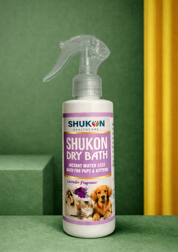 Shukon Healthcare Dry Bath – Instant Waterless Bath Spray for Dogs & Cats | Gentle Cleaning & Odour Control | Lavender Fragrance | For Puppies & Kittens